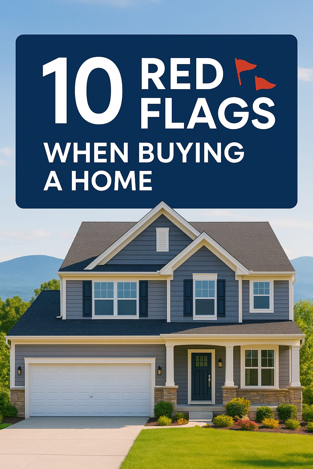 Front porch of a home in Winchester VA with mountain views of the Shenandoah Valley, symbolizing red flags to watch for when buying a house, guided by Realtor Nicole Lewis with Coldwell Banker Premier.