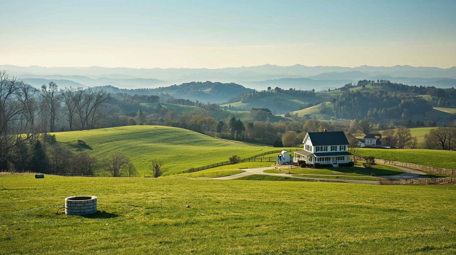 Winchester VA home with private well and septic system in the Shenandoah Valley countryside.