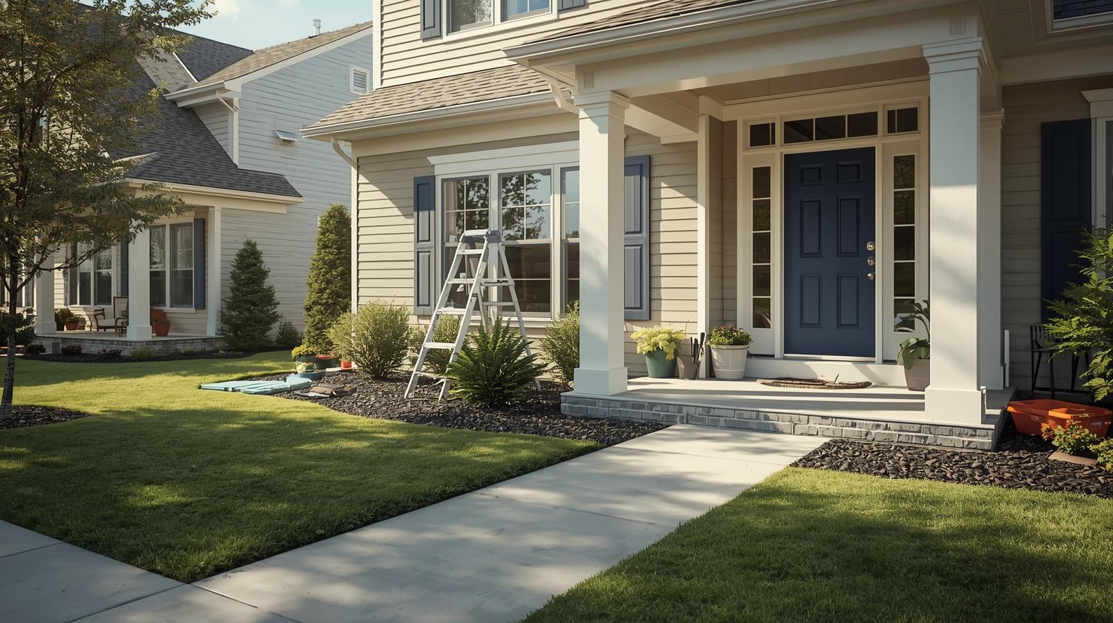 Home with fresh landscaping and curb appeal improvements before listing for sale